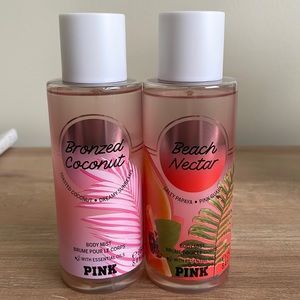Set of 2 Victoria Secret Pink summer sprays bronzed coconut and beach nectar